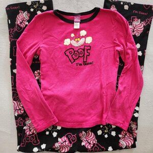 Pink and black Disney Alice in Wonderland Cheshire cat pajama set size medium